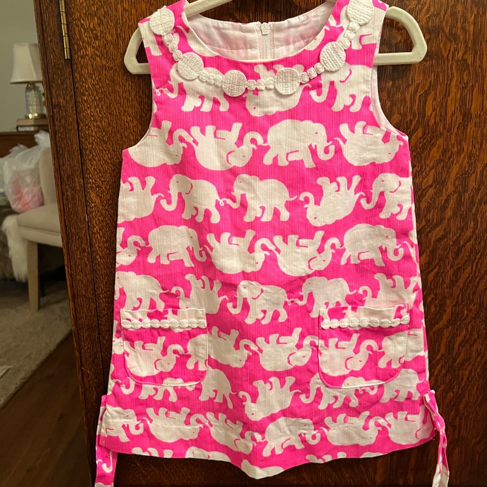Lilly Pulitzer Tusk in Sun Pink and White Elephant Print Shift